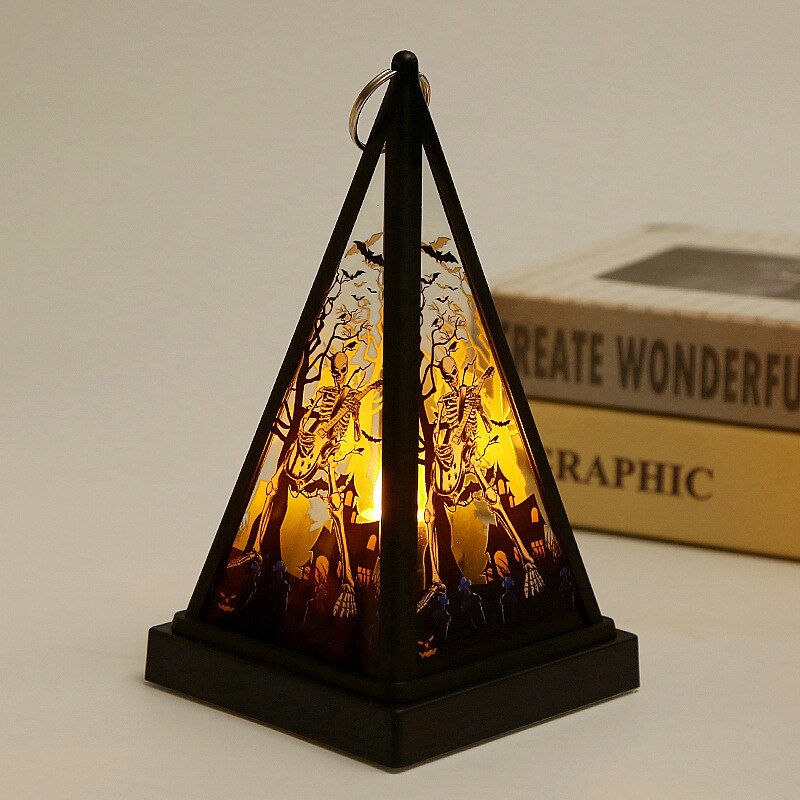 Halloween Decoration Led Candles Light Vintage Witch Castle Pumpkin Ghost Hanging LED Lantern Lamp Haloween Party Supplies2
