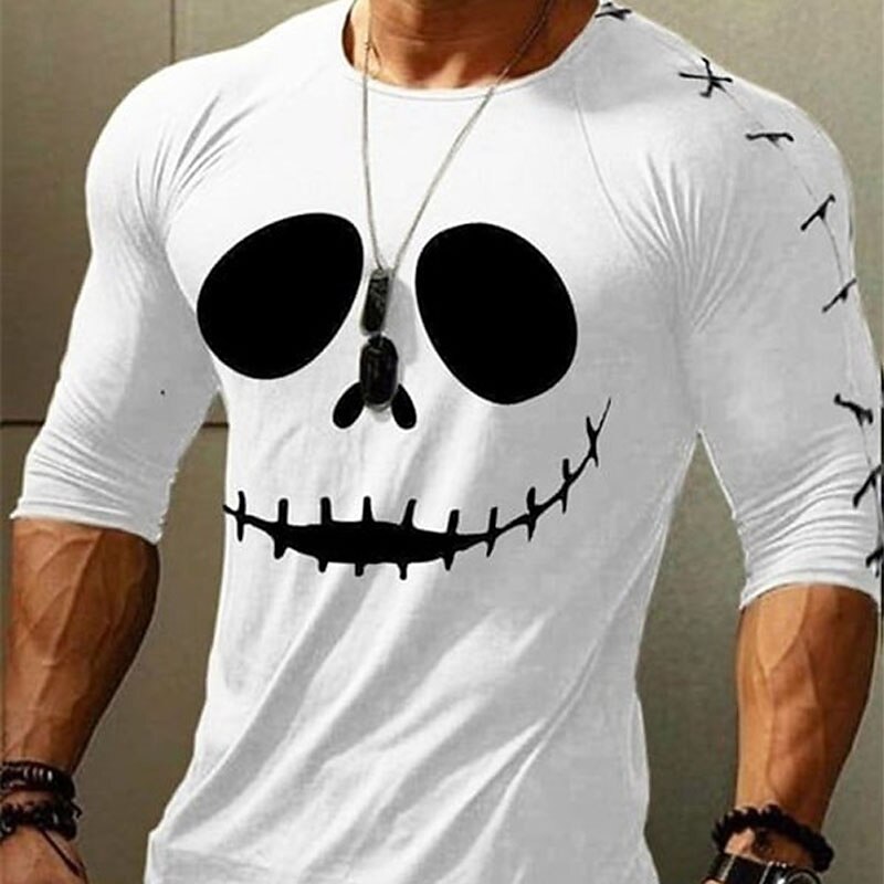 Men's Ghost Graphic Prints T Shirt Graphic Tee Raglan T Shirt Long Sleeve T shirt 3D Print Crew Neck Shirt Designer Casual Halloween Outdoor Vacation Daily White Burgundy Green Spring &  Fall2
