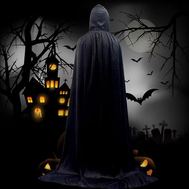 Halloween Cloak Witchcraft Robe Cape for Kids Cape Velvet Hooded Cosplay Party Cloak Wizard Robe Cloak3