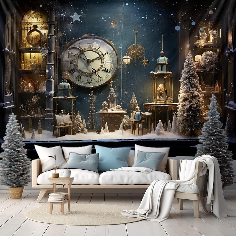Christmas Decorations Tree Hanging Tapestry Wall Art Xmas Large Tapestry Mural Decor Photograph Backdrop Blanket Curtain Home Bedroom Living Room Decoration4