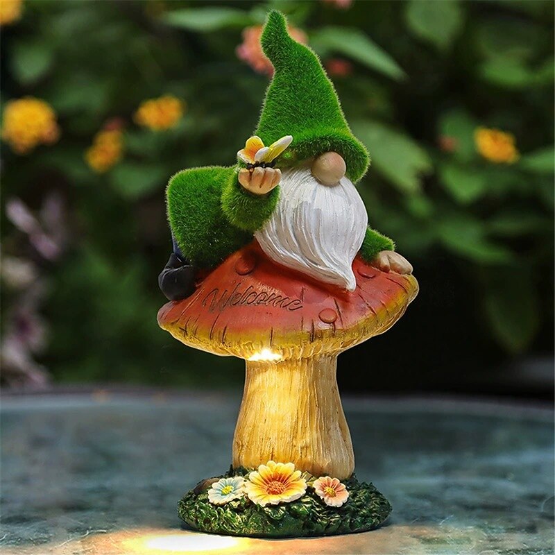 Solar Energy Genie Mushroom Outdoor Courtyard Decoration LED Lamp Lawn Lamp Garden Statue Crafts2