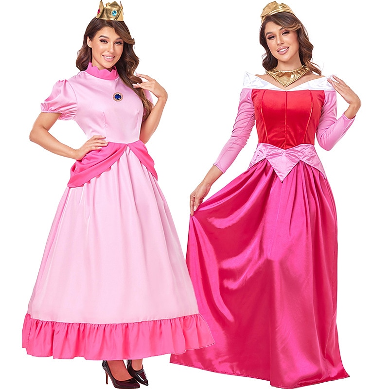 Princess Peach Red Queen Halloween Dress Cosplay Costume Alice in Wonderland Cosplay Adults' Women's Carnival Masquerade Performance Party Halloween Easy Halloween Costumes Dress Up3