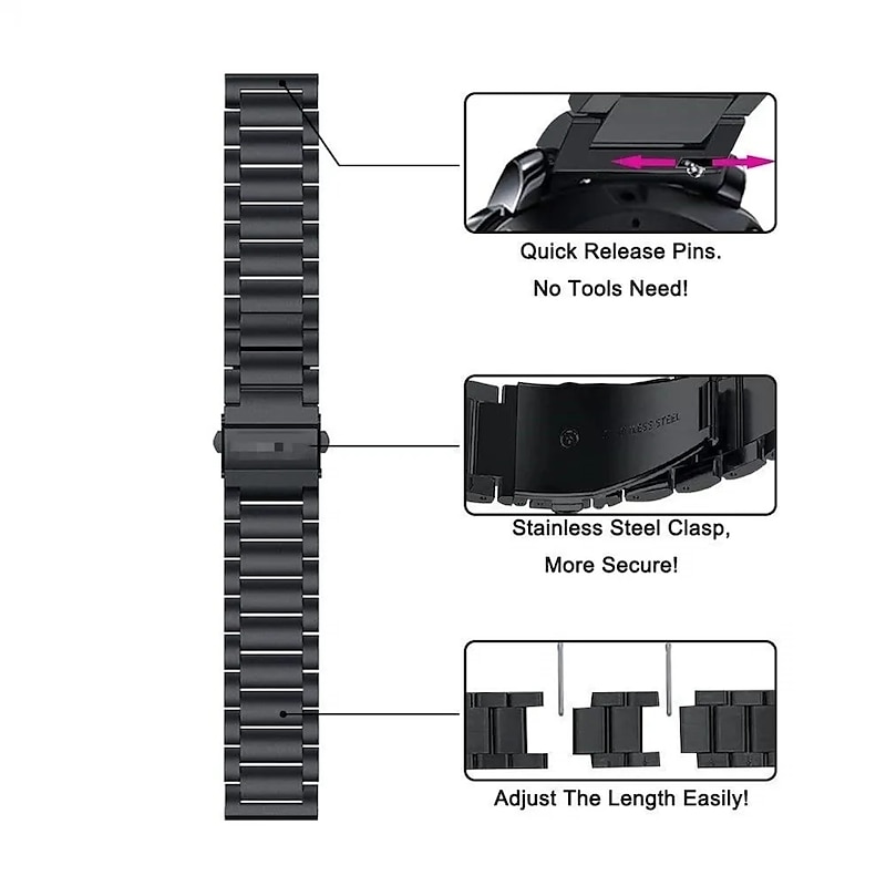 Watch Band for Samsung Galaxy Watch 6 5 4 40/44mm Watch 6 Classic 43/47mm Watch 5 Pro 45mm Watch 4 Classic 42/46mm 3 41mm Stainless Steel Replacement  Strap with Case Sport Band Wristband4