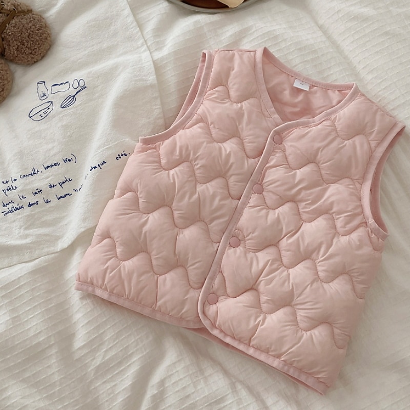 Toddler Girls' Vest Coat Solid Color Active School Cotton Coat Outerwear 3-7 Years Spring Taro purple Haze blue Carbon black4