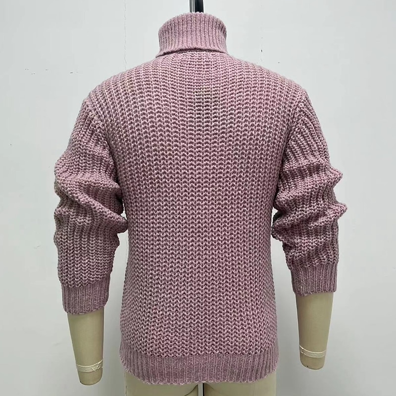 Men's Turtleneck Sweater Sweater Pullover Sweater Jumper Mens Turtle Neck Jumper Pullover Chunky Knit Regular Solid / Plain Color Turtleneck Daily Wear Clothing Apparel Fall & Winter Pink M L XL4