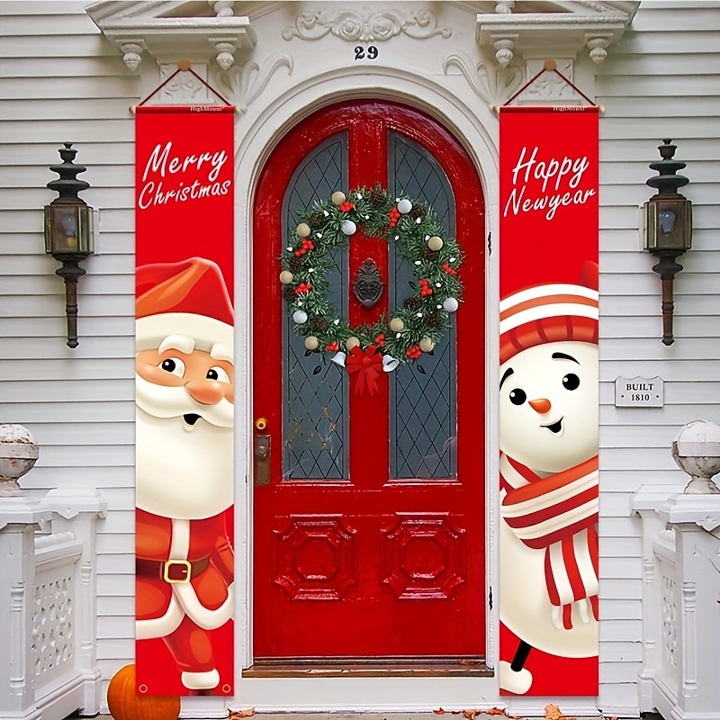 Merry Christmas Door Banner Porch Sign Door Banner Christmas Hanging Banners Merry Christmas Decoration Christmas Decor Banners Christmas Decoration for Wall Home Door3