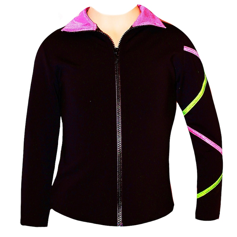 Figure Skating Fleece Jacket Women's Girls' Ice Skating Jacket Top Pink Blue Stretchy Training Competition Skating Wear Thermal Warm Classic Long Sleeve Ice Skating Figure Skating2