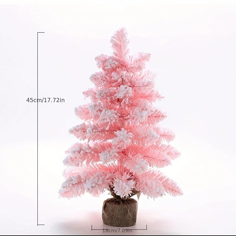 1pc Christmas Flocking Pink Small Tree Decorative Gifts 30cm45cm23.62inch Window Decoration Christmas Tree4