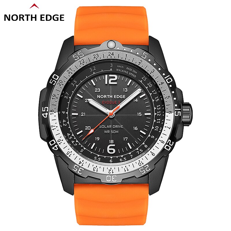 NORTH EDGE EVOQUE 2 Men Digital Military Watch Waterproof 50M Men's Sport Wristwatches Solar Power Luminous Enviormentally Clock