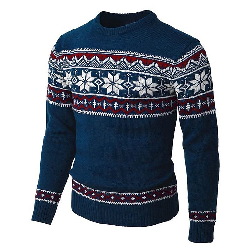 Ugly Christmas Sweater Men's Sweaters Snowflake Knitting Print Pullover Jumper New Years Eve Sweater Outdoor Daily Long Sleeve Crewnecks Red Navy Blue Green Fall Winter S M Ls3