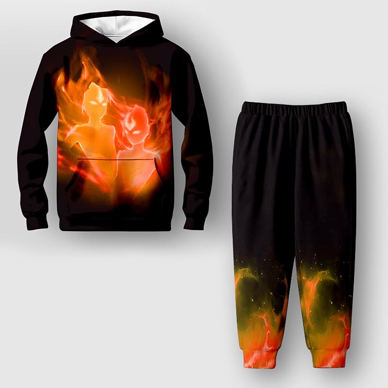 Boys 3D Graphic Hoodie & Sweatpants Set Set Long Sleeve 3D Printing Fall Winter Active Fashion Cool Kids 3-12 Years Outdoor Vacation Street Regular Fit2