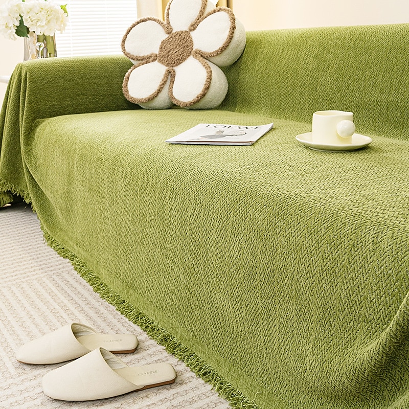Chenille Sofa Cover Couch Cover Sage Green Couch Protector  Sofa Blanket Sofa Throw Cover for Couches Washable Sectional Sofa Couch Covers for Dogs