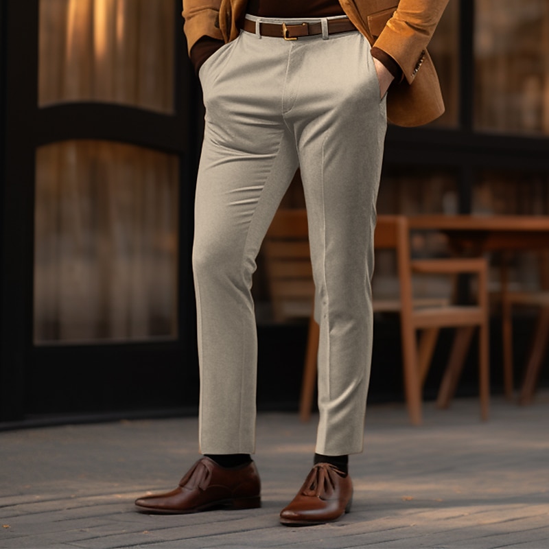 Men's Graduation Trousers Chinos Casual Pants Front Pocket Plain Comfort Business Daily Holiday Fashion Chic & Modern Blue Dark Green2