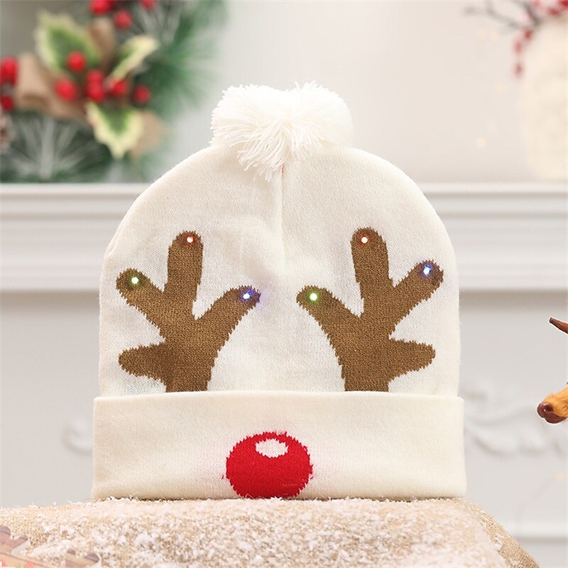 New Luminous Christmas Hat for Children Adult Autumn and Winter Warmth European and American Pullover Knitted Hat Printed Woolen Hat for Christmas Gifts2