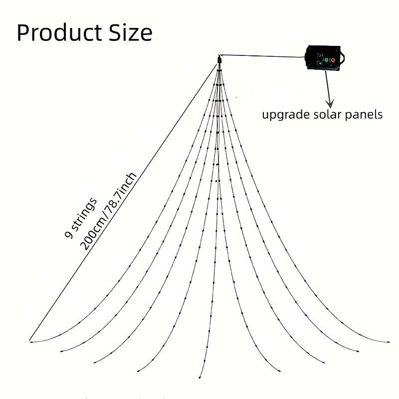 1pc Solar Outdoor Christmas Decorations Waterfall Star Lights 180 LED 8 Modes Tree Light Garden Decor for Home Xmas Tree Wedding Yard Holiday Christmas Gift3