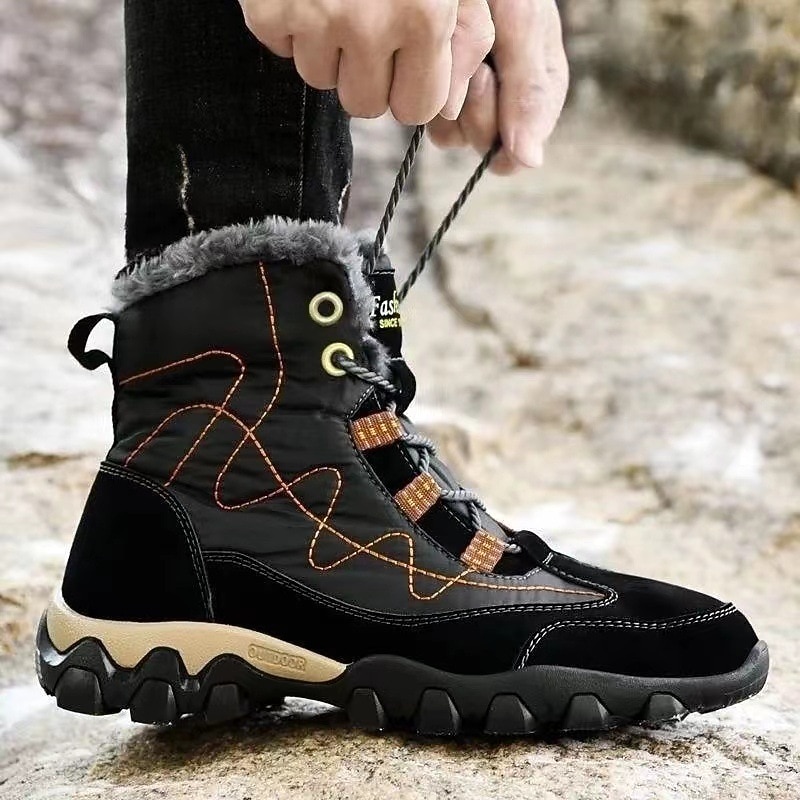 Men's Black Winter Hiking Boots with Warm Plush Lining and Waterproof Design - Non-Slip Outdoor Snow Boots for Cold Weather4