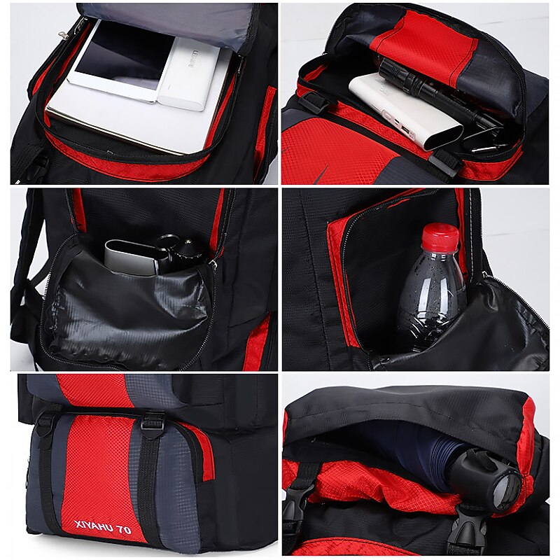 Men's Backpack Functional Backpack Tactical Backpack Outdoor Camping & Hiking Traveling Color Block Oxford Cloth Large Capacity Waterproof Breathable Zipper 202 black 201 dark blue 202 military green3