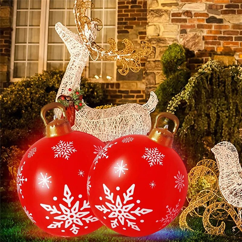 60CM Outdoor Christmas Inflatable Decorated Ball Light with Remote Controller, PVC Huge Large Christmas  Ornaments for Xmas Tree Party Garden Decorations Toy Ball with Colorful Light4