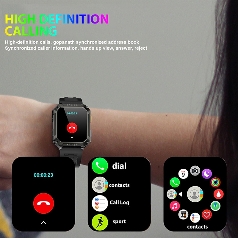 2023 New Outdoor Military Smart Watch Men Bluetooth Call Smartwatch GPS Sport Waterproof Ftiness tracker Watch For Huwei Xiaomi4