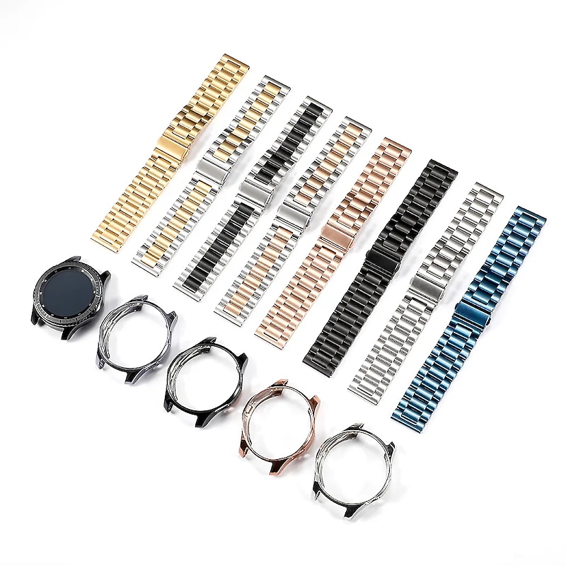 Watch Band for Samsung Galaxy Watch 6 5 4 40/44mm Watch 6 Classic 43/47mm Watch 5 Pro 45mm Watch 4 Classic 42/46mm 3 41mm Stainless Steel Replacement  Strap with Case Sport Band Wristband2