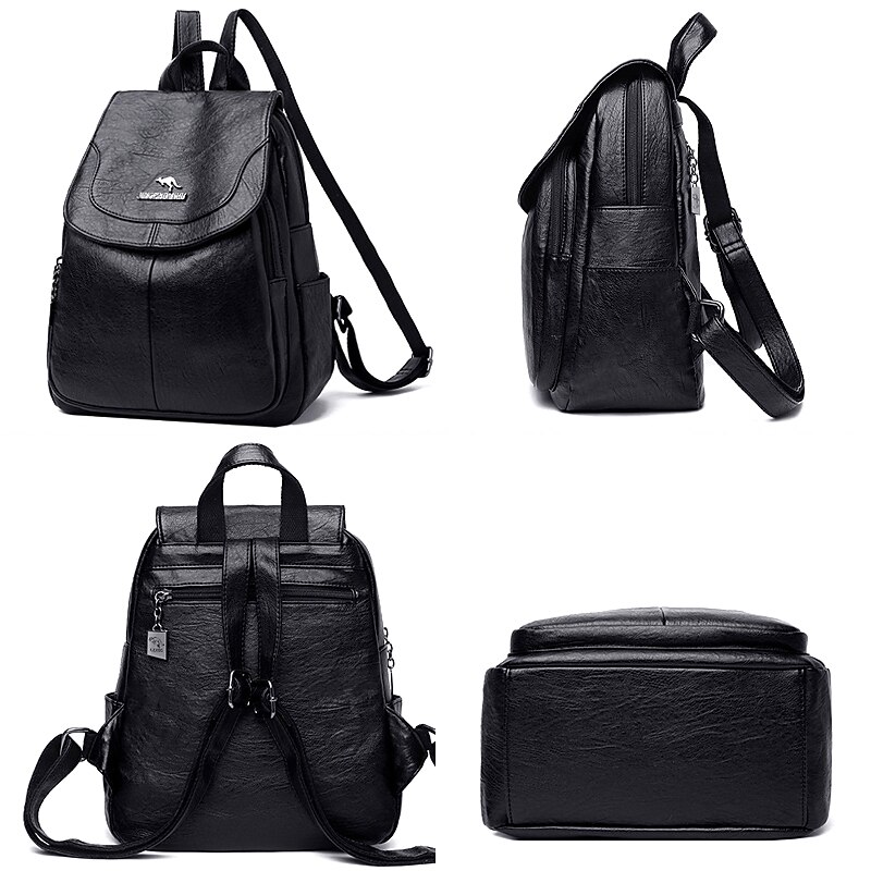 Women's Vintage Faux Leather Backpack Purse with Flap Cover – Large Capacity Anti-Theft Shoulder Bag for Work, Travel, or Daily Use3