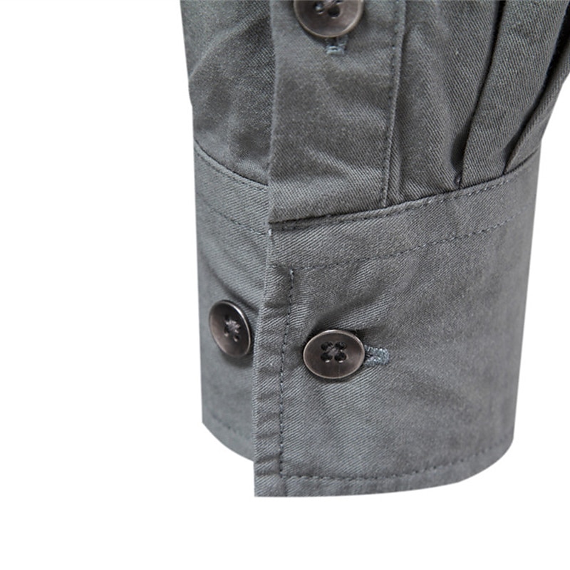 Men's Shirt Button Up Shirt Casual Shirt Black Navy Blue Green khaki Dark Gray Long Sleeve Plain Lapel Daily Vacation Front Pocket Clothing Apparel 100% Cotton Fashion Casual Comfortable4