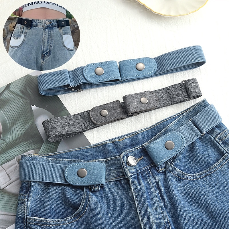 Buckle-Free Belts for Women Men Jean Pants Dress No Buckle Adjustable Stretch Elastic Waist Band Invisible Belt DropShipping
