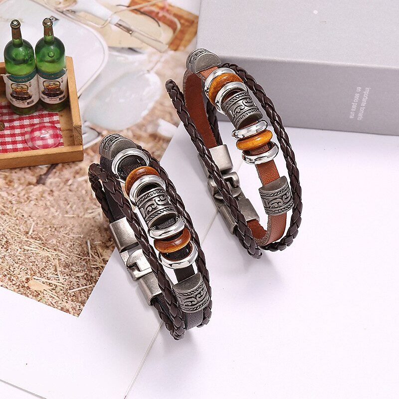 Jewelry Simple Hand-Beaded Multi-Layer Leather Bracelet Europe And The United States Fashion Popular Men's Bracelet Bracelet2