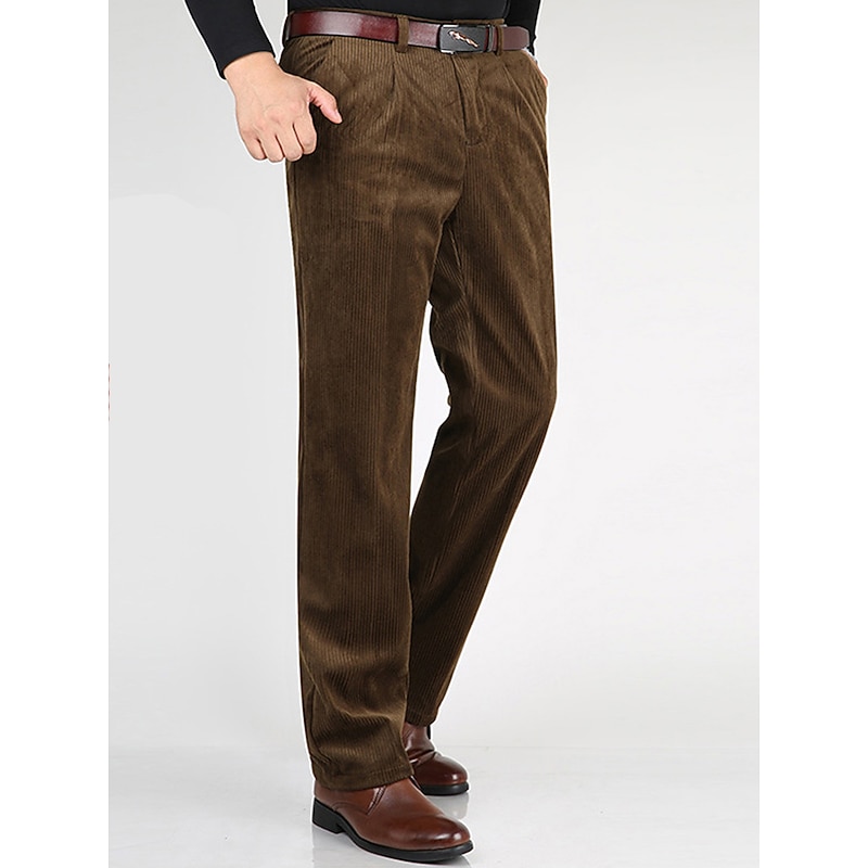 Men's Dress Pants Corduroy Pants Winter Pants Trousers Slacks Pocket Plain Comfort Breathable Outdoor Daily Going out Fashion Casual Black Army Green2