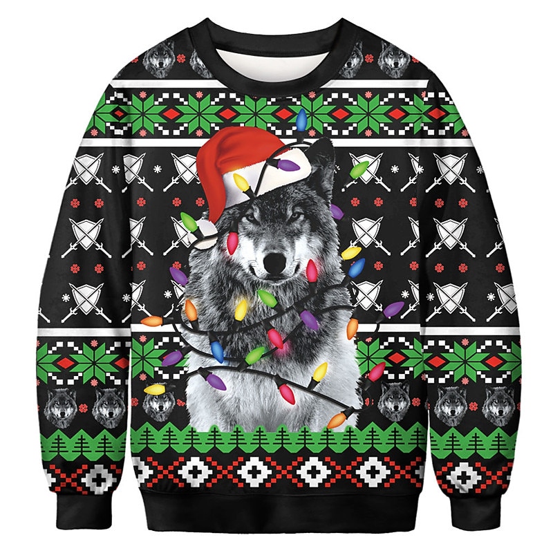 Men's Animal Wolf Graphic Prints Sweatshirts Sweatshirt Sweatshirt Pullover Long Sleeve Sweatshirt Crew Neck Cool Daily Classic 3D Print Holiday Going out Streetwear Print Spring &  Fall