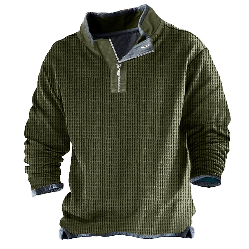 Men's Waffle Tee T Shirt Waffle Henley Shirt Henley Shirt Long Sleeve Henley Spring &  Fall Plain Fashion Designer Basic Vacation Street Going out Light Brown Brown Green Top Tee for Men3