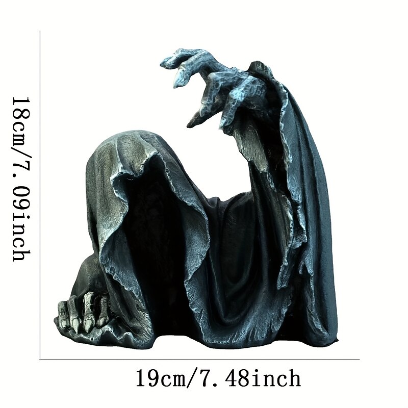 Halloween Decorations Scary Half-Body Ghost Hand Black Robes Resin Ornaments Mysterious Master Ghost Clothing Handicrafts Scene Decoration Props2