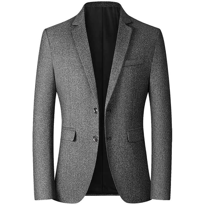 Men's Blazer Business Cocktail Party Wedding Party Fashion Casual Spring &  Fall Polyester Plain Pocket Buttons Casual / Daily Single Breasted Blazer Red Blue Grey2