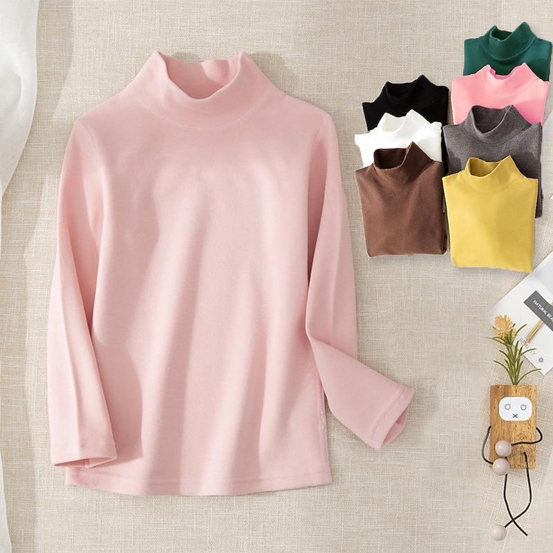 Kids Girls' T shirt Solid Color School Long Sleeve Active Cotton 7-13 Years Spring Black White Yellow