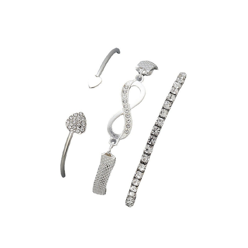 3pcs/set Cuff Bracelet Layered Sweet Heart Infinity Fashion Personalized Luxury Rhinestone Bracelet Jewelry Gold For Wedding Gift Daily Birthday Mother's Day4