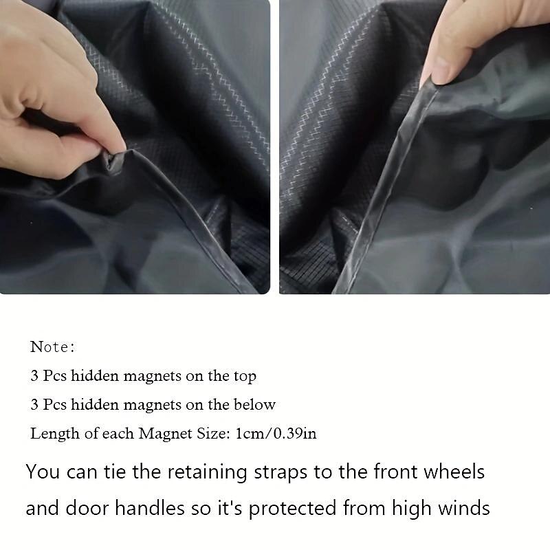 Upgraded Windshield Cover Magnet Sun Shade Waterproof Snowproof Car Front Window Sun Protection Cover With Reflective Strip & Windproof Fixing Belt4