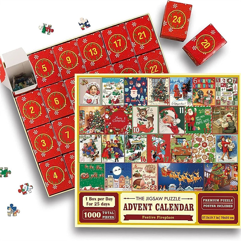 Christmas Advent Calendar Puzzle Set Christmas Countdown Puzzle Blind Box Children's Toy Gift for Christmas Gifts