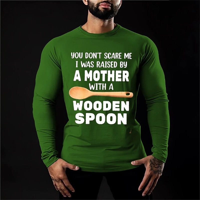 Men's Letter T Shirt 100% Cotton Long Sleeve Graphic Shirt Heather Gray Red Green Comfortable Tee Sports Outdoor Holiday Fashion Designer Clothing2