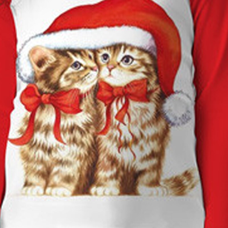 Christmas Girls' 3D Cat Christmas Pajamas Pajama Sets Long Sleeve 3D Print Fall Winter Active Fashion Cute Polyester Kids 3-12 Years Crew Neck Home Causal Indoor Regular Fit4