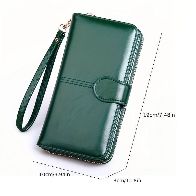 Women's RFID Blocking Faux Leather Wallet - Multi-Compartment Zipper Clutch with Card Slots, Phone Holder, and Wristlet Strap for Travel and Everyday Use3