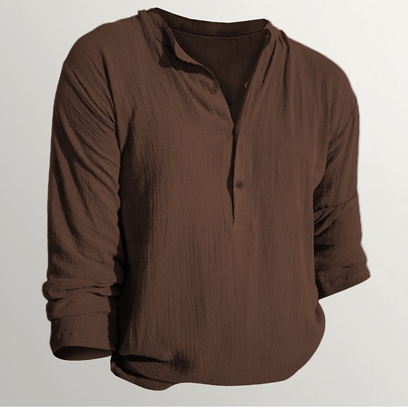 Men's Button T Shirt Henley Shirt Long Sleeve Shirt Long Sleeve Henley Spring &  Fall Plain Designer Basic Modern Contemporary Vacation Street Going out Black White Royal Blue Top Tee for Men2