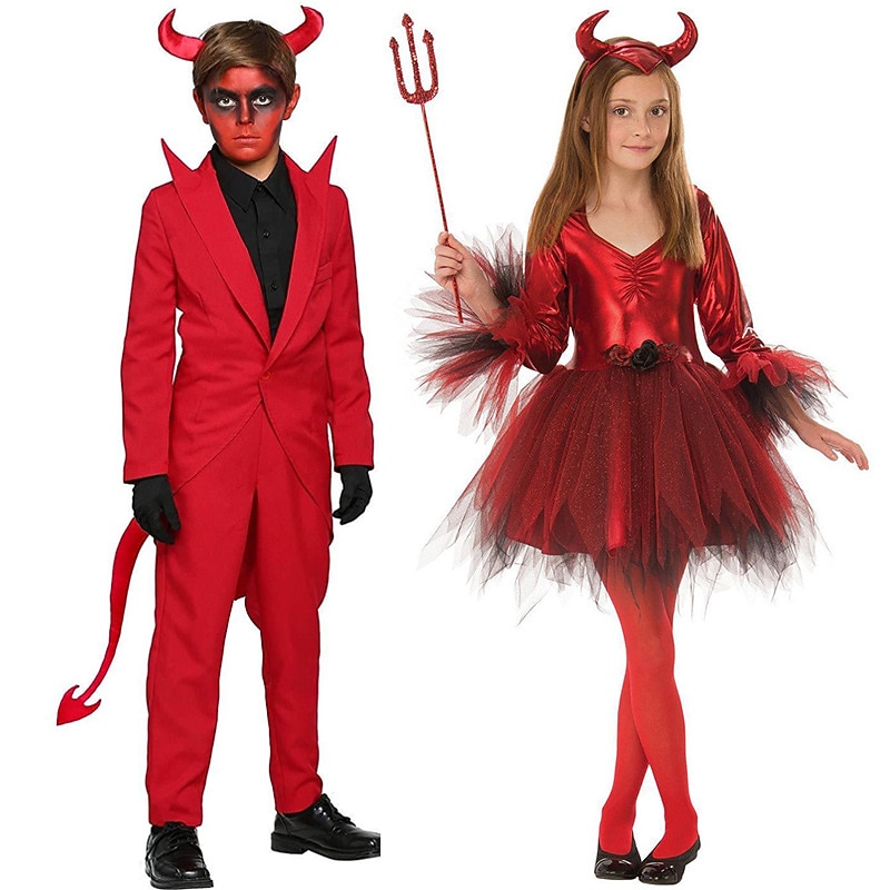 Devil Cosplay Costume Halloween Group Family Costumes Kid's Boys Girls' Cosplay Halloween Halloween Carnival Masquerade Easy Carnival Costume for Walpurgis Night