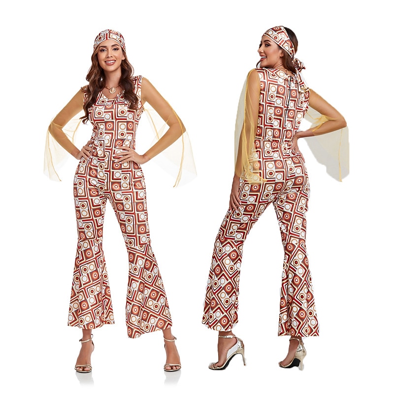 Retro Vintage 1970s Disco Cosplay Costume 70s Outfits Hippie Holiday Fancy Dress Women's Carnival Costume Halloween Carnival Masquerade Performance Party Pride Parade Adults' Leotard / Onesie All2