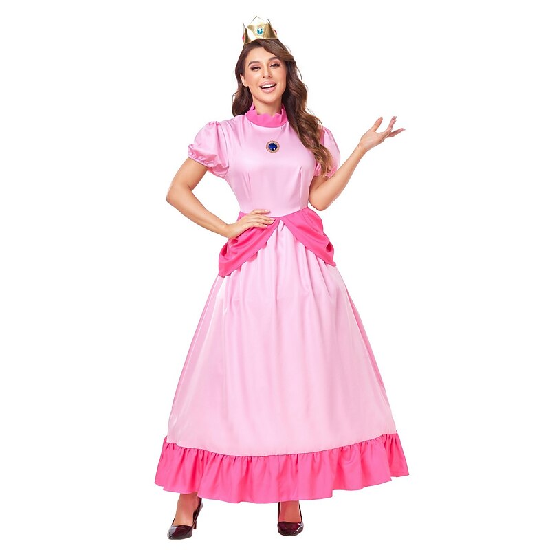 Princess Peach Halloween Cosplay Costume Super Bros Cosplay Adults' Women's Carnival Masquerade Mardi Gras Carnival Performance Halloween Easy Halloween Costumes Dress Up3