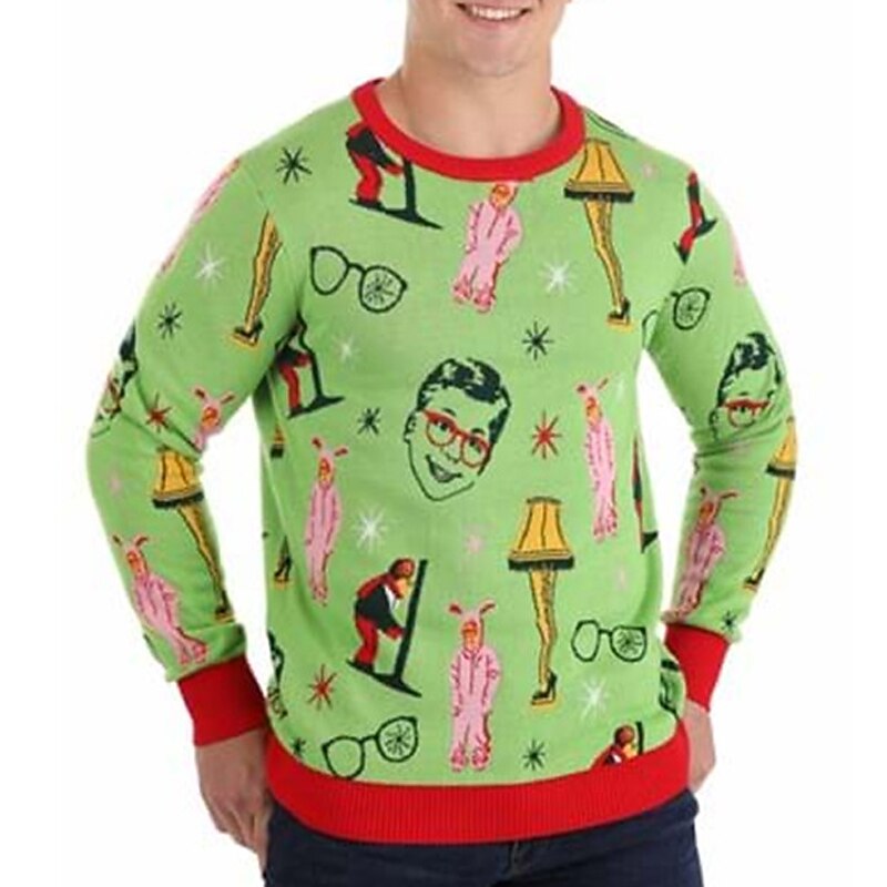Ugly Christmas Sweater Men's Sweaters Knitted Pullover Jumper Knitwear New Years Eve Sweater Daily Wear Vacation Long Sleeve Crew Necks Red & White Green Fall & Winter2