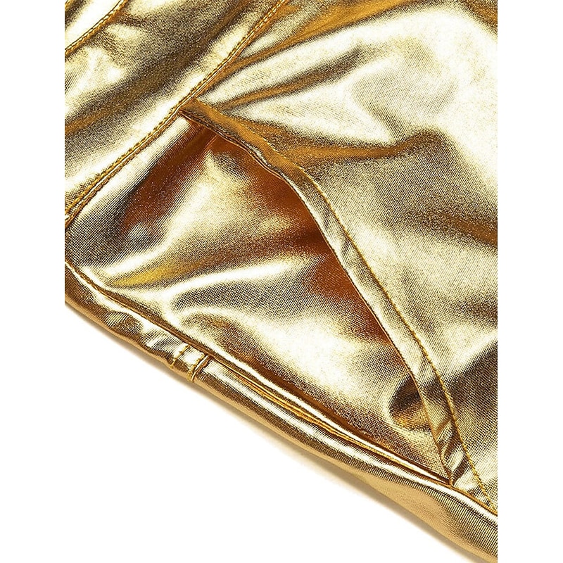 Men's Trousers Faux Leather Pants Casual Pants Front Pocket Plain Comfort Party Daily Holiday Fashion Glitters Silver Black4