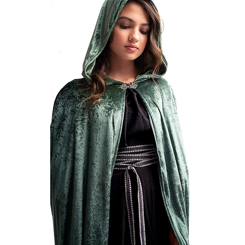 Retro Vintage Medieval Punk Gothic Hooded Cloak Witch Wizard Viking Fancy Dress Unisex Celtic Viking Fantasy Halloween Carnival Performance Party Masquerade Adults' Cloak All Seasons3