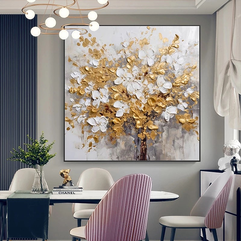 Mintura Handmade Thick texture Flower Oil Paintings On Canvas Wall Art Decoration Modern Abstract Tree Picture For Home Decor Rolled Frameless Unstretched Painting4