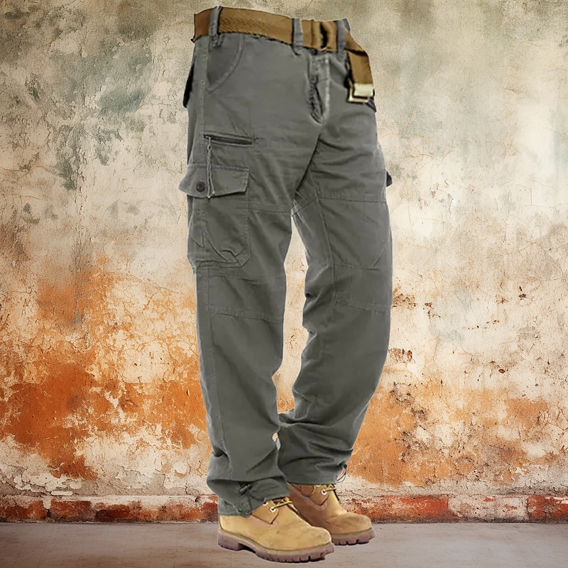 Men's Cargo Pants Cargo Trousers Work Pants Pocket Plain Comfort Breathable Outdoor Daily Going out Fashion Casual Army Yellow Black3