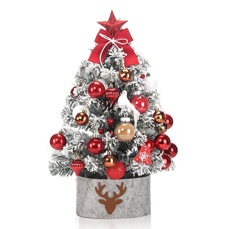 Desktop Mini Christmas Tree Set 60cm Pink Illuminated Christmas Tree Flocking Christmas Decoration4